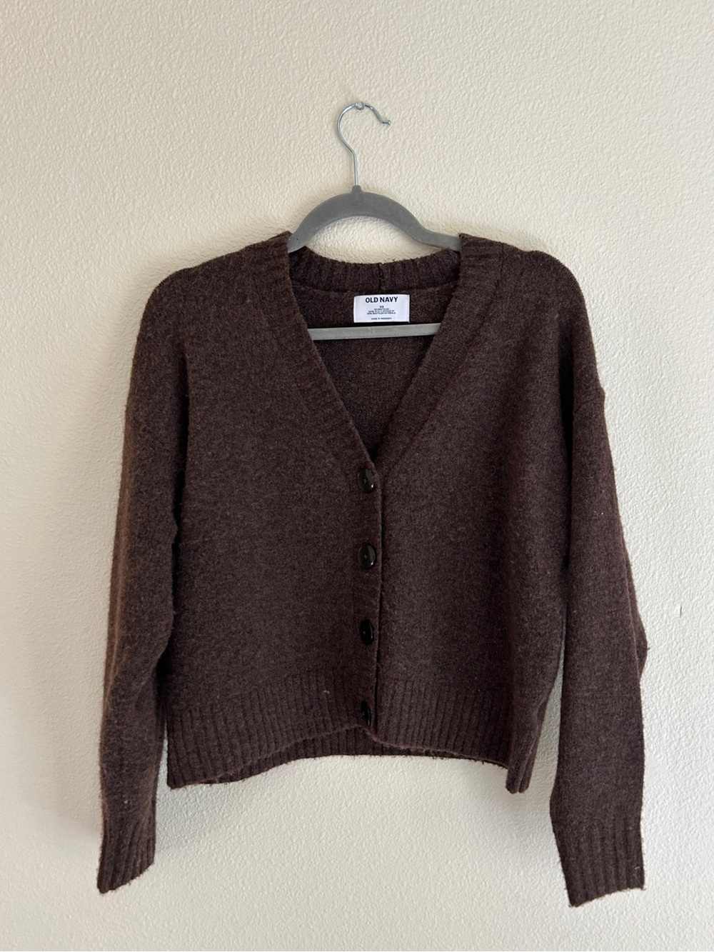 Old Navy Dark Brown V-Neck Button Front Cardigan